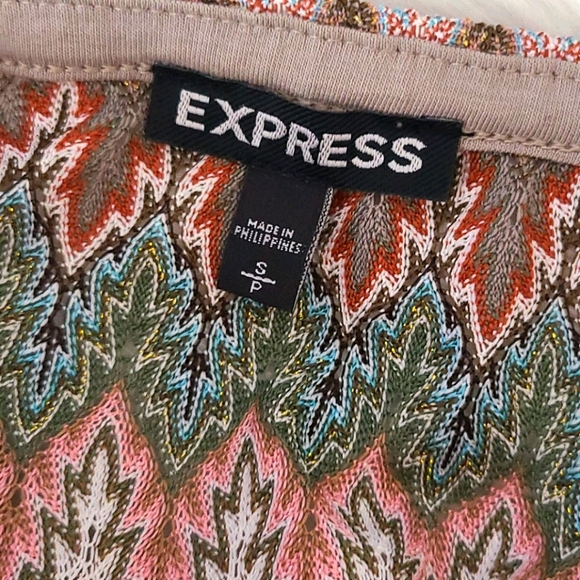 Express Tube Top Size Small Tan Teal Striped Sequined Embellished Y2K EUC Sexy - Picture 4 of 5